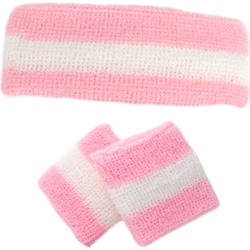 Orange85 Zweetbandjes - Hoofd en Pols - Licht Roze - Wit – Sportband - Tennis