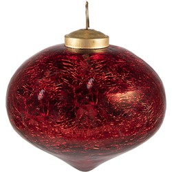 Clayre & Eef Kerstbal  Ø 9 cm Rood Glas Kerstdecoratie