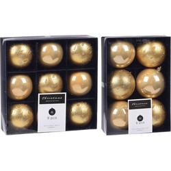 Kerstversiering kunststof kerstballen goud 6 en 8 cm pakket van 30x stuks - Kerstbal