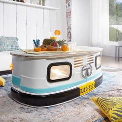 Pippa Design salontafel in de vorm van een vrachtwagenfront - wit blauw