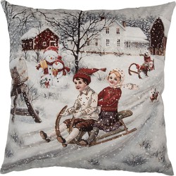 Clayre & Eef Kussenhoes 45x45 cm Grijs Polyester Winter