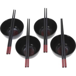 8-delige sushi serveer set voor 4 personen - keramiek - zwart - Bordjes