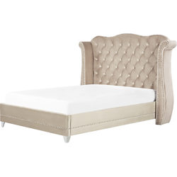 AYETTE  - Tweepersoonsbed - Beige - 160 x 200 cm - Fluweel