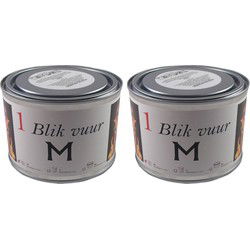 2x Vuurblik tuinfakkel 11 x 7,5 cm 4 branduren - Fakkels