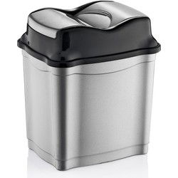 B-Home Vuilnisemmer/prullenbak - zilver/zwart - 28 liter - kunststof - Prullenbakken