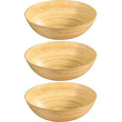 3x Bamboe houten broodmanden/fruitschalen/serveerschalen 25 x 8 cm - Fruitschalen