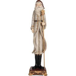 Clayre & Eef Kerstdecoratie Beeld Kerstman Grijs Kunststof