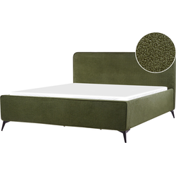 VALOGNES - Bed - Donkergroen - 180 x 200 cm - Bouclé