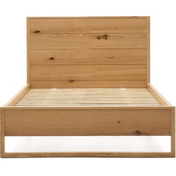 Kave Home - Bed Alguema van eikenfineer met naturel afwerking voor een matras van 90 x 190 cm