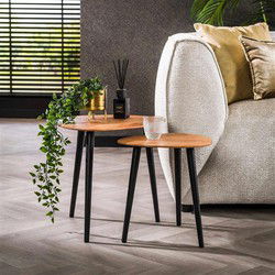 Hoyz Collection - Bijzettafel Set-2 Driehoek Organisch - Massief Acaciahout