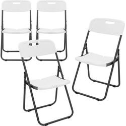 Set van 4 balkonstoelen opvouwbaar rotan look wit bistrostoel tuinstoel