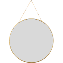 MISOU Spiegel - Rond - met Ophangketting - Wandspiegel - Goud - Diameter 29 cm - Glas