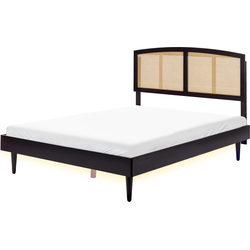 Beliani VARZY - Tweepersoonsbed-Zwart-Rubberhout