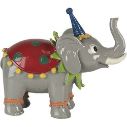 Clayre & Eef Beeld Olifant 13x6x11 cm Rood Grijs Polyresin Woonaccessoires