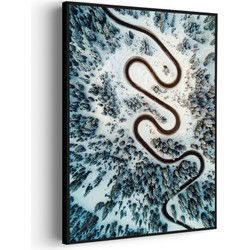 Muurwerken Akoestisch Schilderij - Weg door een witte wereld - Geluidsdempend Wandpaneel - Wanddecoratie - Geluidsisolatie - BASIC (AW 0.65) XXL (107X150)