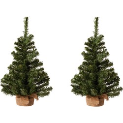 2x stuks kunstboom/kunst kerstboom inclusief kerstversiering 60 cm - Kunstkerstboom