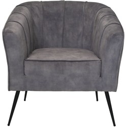 HSM Collection-Fauteuil Chester-72x71x80-Dolfijn Grijs/Zwart-Stof/Metaal