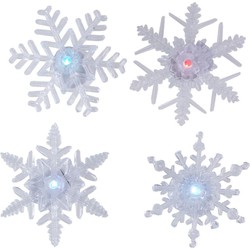 Raamversiering zuignappen met verlichte sneeuwvlokken 4x - kerstverlichting figuur