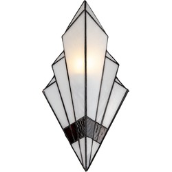 LumiLamp Wandlamp Tiffany  23x13x43 cm Wit Glas Muurlamp