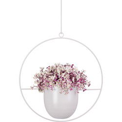 QUVIO Hangende bloempot - Rond – Metaal – Lichtgrijs