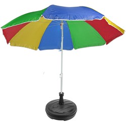 Regenboog gekleurde tuin/strand parasol 180 cm met antraciet voet van 42 cm - Parasols