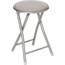 Bijzet krukje/stoel - Opvouwbaar - zilver/taupe - 46 cm - Krukjes