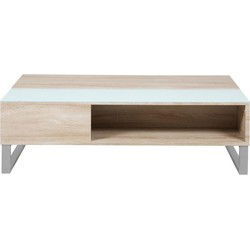 Salontafel - Naturel/Wit - Uitschuifbaar - 110x60x35cm - Archie