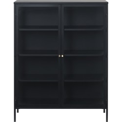Vitrinekast Zwart - 40x110x140cm - Metaal - Kast Carmel