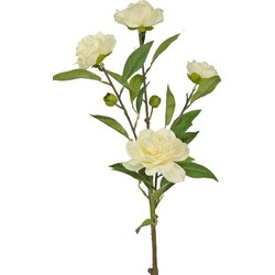 Greenmoods Kunstbloem Cammellia - Camellia japonica - Nep plant - 1 Stuk - 80cm - Wit