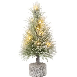 J-line - Kerstboom B+led Kunststof Sneeuw Groen Small - 15x15x36cm