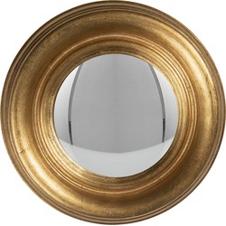 Clayre & Eef Spiegel  Ø 24 cm Goudkleurig Hout Rond Bolle Spiegel