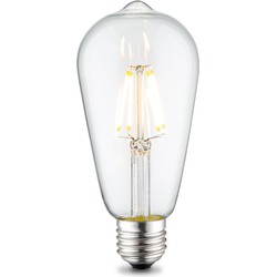 Edison Vintage LED filament lichtbron Drop - Helder - ST64 Deco - Retro LED lamp - 6.4/6.4/14cm - geschikt voor E27 fitting - Dimbaar - 4W 440lm 3000K - warm wit licht