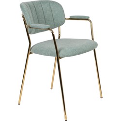 Housecraft Living Jolien Eetkamerstoelen met armleuning Goud/Lichtgroen - Set van 2