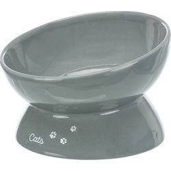 TRIXIE VOERBAK KAT XXL KERAMIEK VERHOOGD GRIJS 350 ML 17 CM