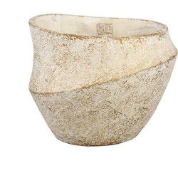 PTMD Bloempot Rishell - 27x25x21 cm - Cement - Creme
