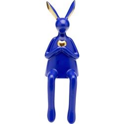 Decofiguur Sitting Rabbit Heart Blue 29cm