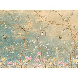 Sanders & Sanders fotobehang bloemen en vogels zeegroen - 3.6 x 2.54 m - 601164
