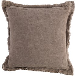 PTMD Indra Brown fabric cushion with ruffles square