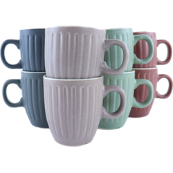 OTIX Koffiekopjes - met Oor - Set van 8 - Koffietassen - 150ml - Theemok - Aardewerk - MOSS