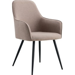 Harbo Dining Chair - Eetkamerstoel, steen met zwarte poten, HN1231 - Set van 2