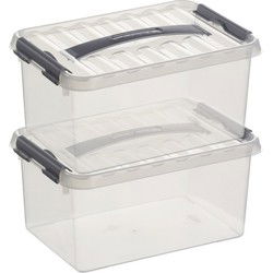 Sunware opbergbox - 2x - transparant - 6L - 30 x 20 x 14 cm - Opbergbox