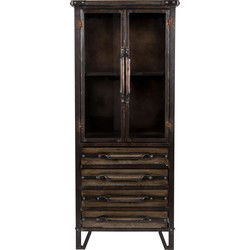 Housecraft Living Otis Kast/ Vitrinekast Hoog Vintage Ijzer Zwart