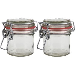2x Glazen confituren mini pot/weckpot 100 ml met beugelsluiting en rubberen ring - Weckpotten