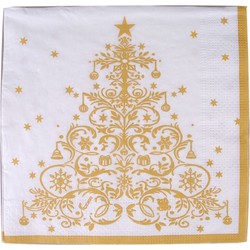 Gerimport Kerstservetten - 20x - gouden print - 33 x 33 cm - 3 laags  - Feestservetten