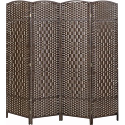 LW Collection LW Collection Kamerscherm 4 panelen rotan bruin 170x160cm - paravent - scheidingswand