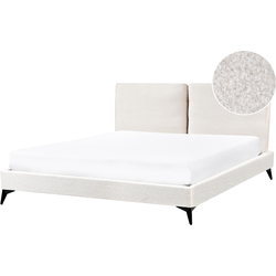 Beliani MELLE - Tweepersoonsbed-Wit-Bouclé