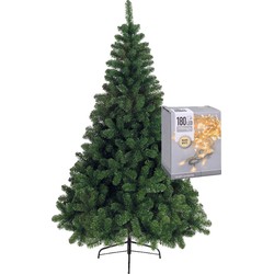 Kerstboom 150 cm incl. kerstverlichting lichtsnoer warm wit - Kunstkerstboom