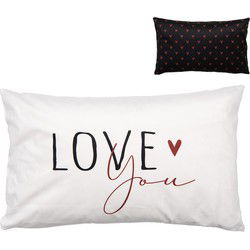 Clayre & Eef Kussenhoes Zwart Wit Polyester