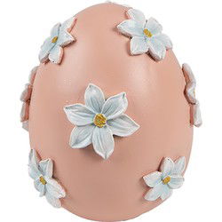Clayre & Eef Decoratie Beeld Ei Roze Kunststof Bloemen