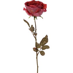 Top Art Kunstbloem roos Calista - rood - 66 cm - kunststof steel - decoratie bloemen - Kunstbloemen